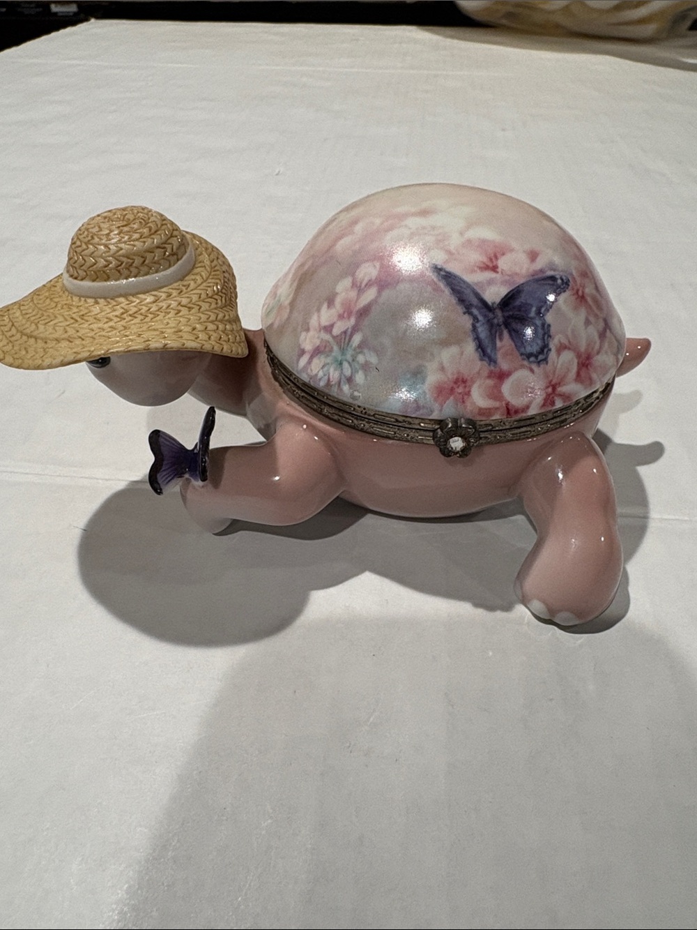 Garden treasures Pink Turtle musical Trinket Box with Butterfly Motif